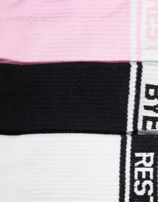 Brave Soul 3 Pack Athletic Socks With Logos In Multi