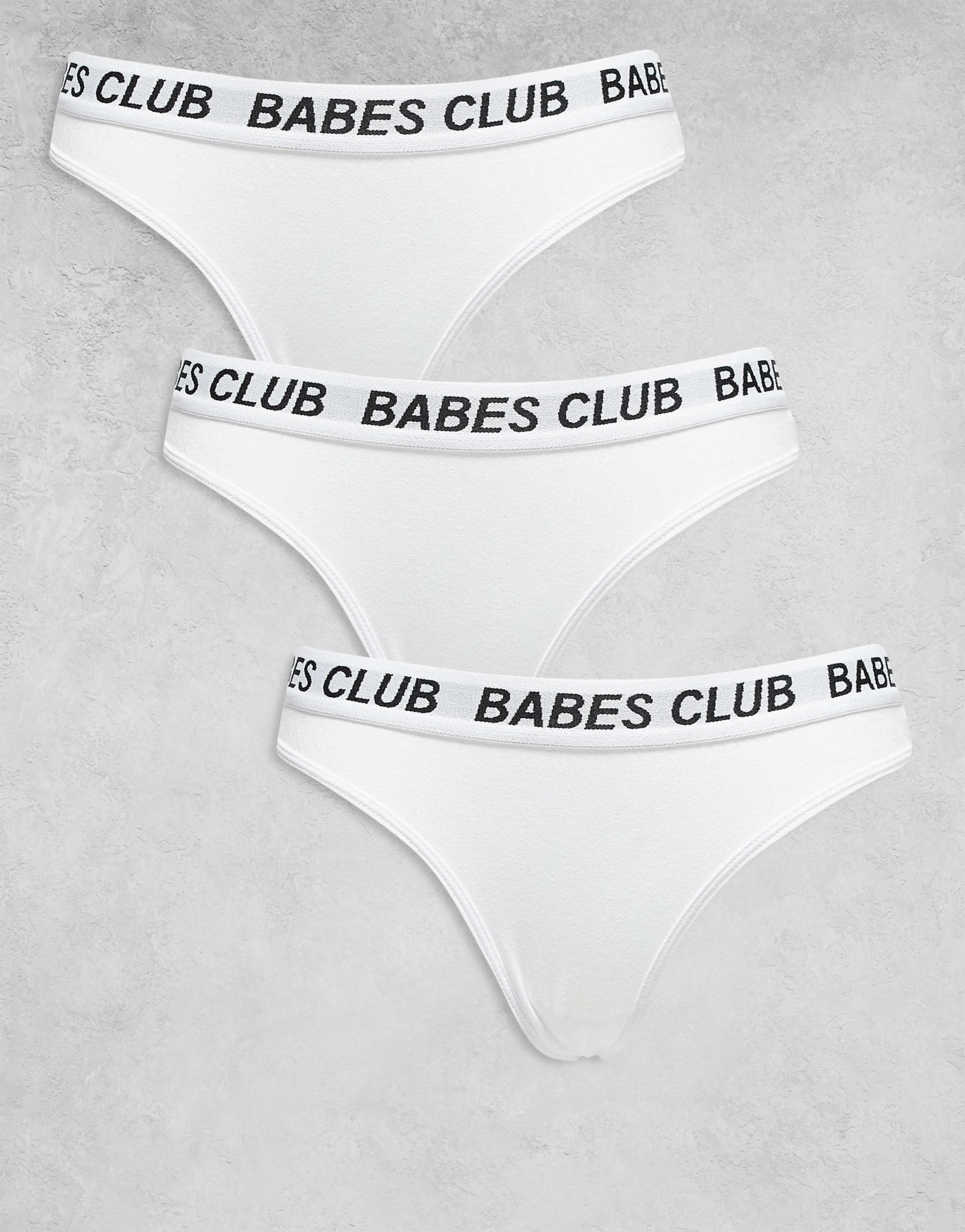 brave soul 3 pack babes club thongs with elastic waistband in white