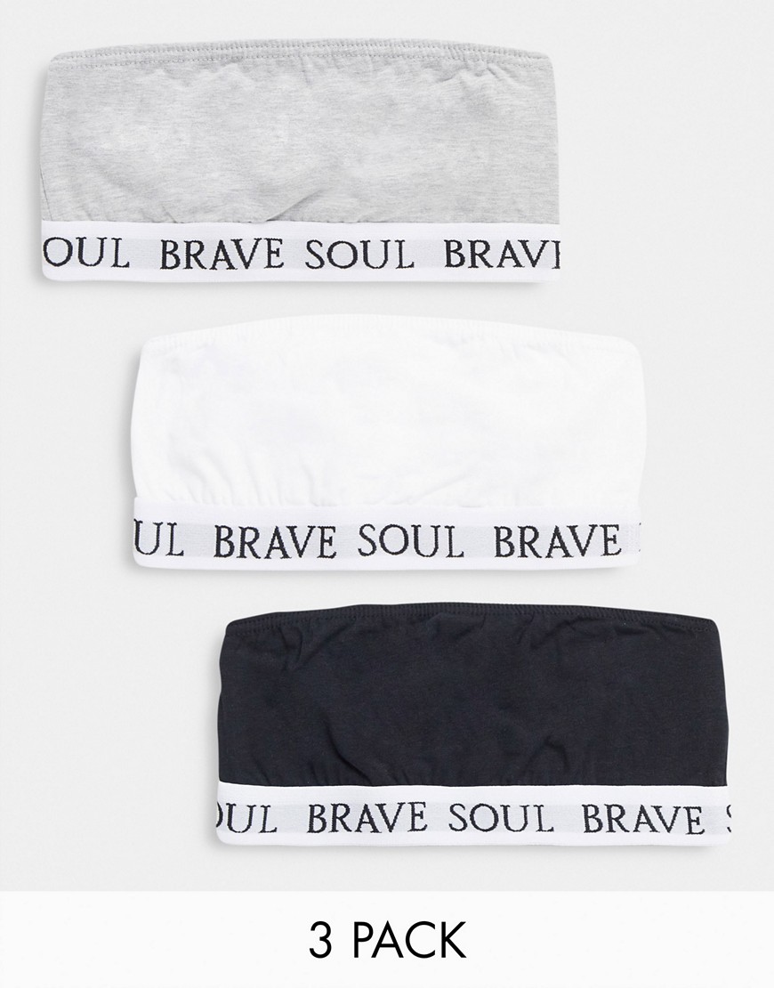 Brave Soul 3 pack bandeau bralets-Black