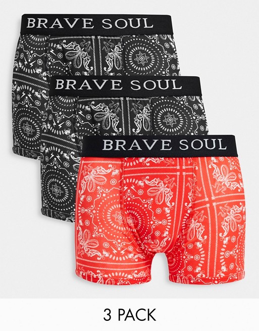 Brave Soul 3 pack boxers in paisley print