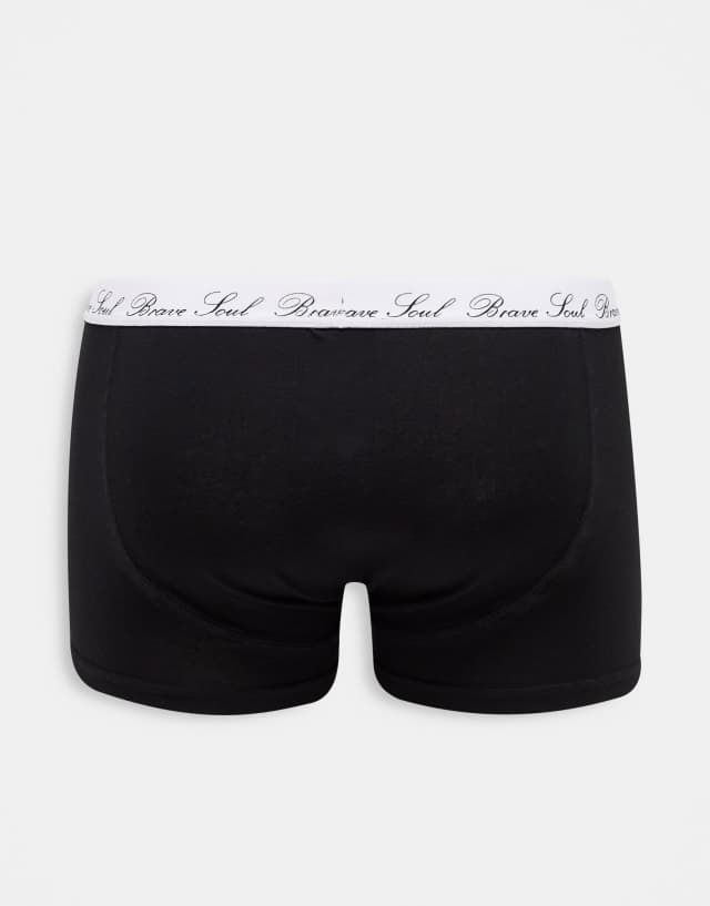 Brave Soul 3 pack boxers with logo waistband in black gray and white