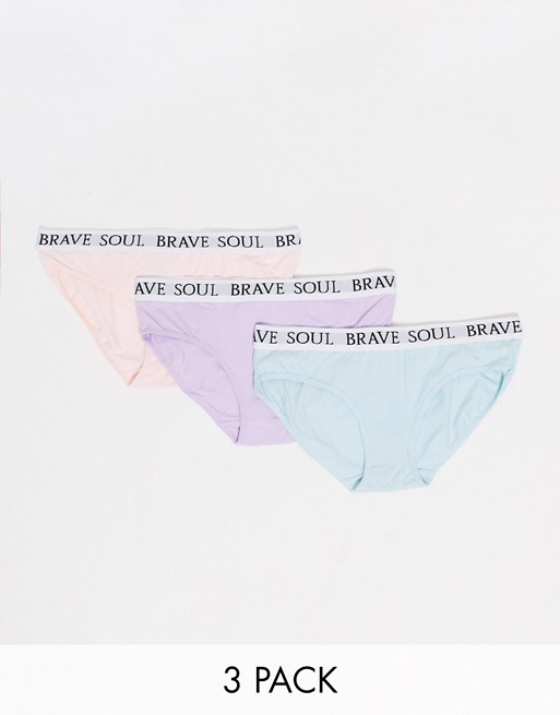 Brave Soul 3 pack briefs in pastel