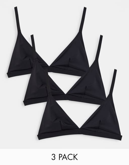 Brave Soul 3 Pack Microfibre Triangle Bra-black