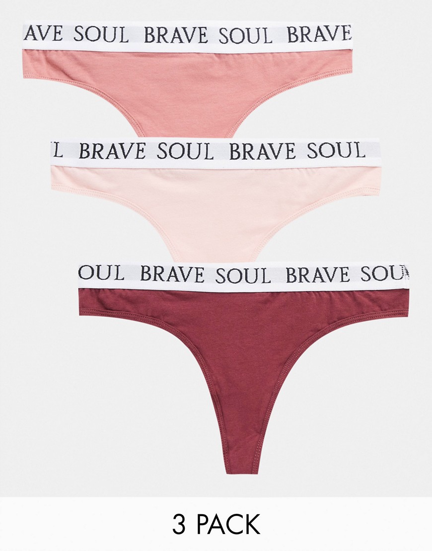 Brave Soul 3 pack rose thongs-Pink