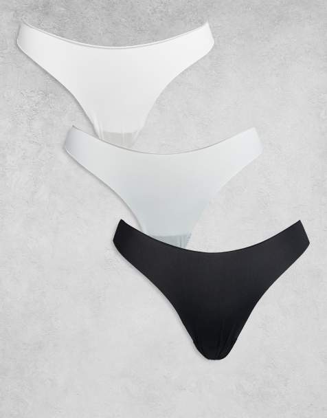 Brave Soul 3 pack seam free thongs in black, grey and white - view 1