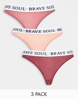 Brave Soul 3 pack thongs in blush sand and butter - MULTI - ASOS Price Checker