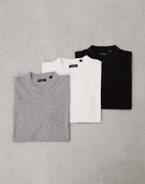 Brave Soul – 3er-Pack kurzärmlige Jersey-Oberteile mit Henley-Kragen - view 1