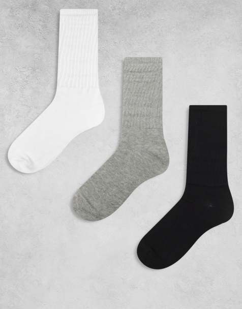 Brave Soul – 3er-Pack lockere Socken in Schwarz, Grau und Weiß - view 1
