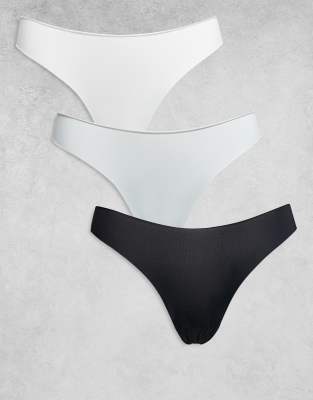Brave Soul - 3er-Pack nahtlose Slips in Schwarz, Grau und Weiß-Bunt