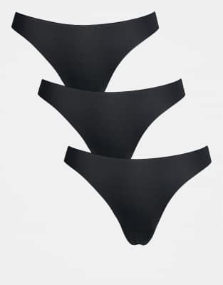 Brave Soul - 3er-Pack nahtlose Tangas in Schwarz