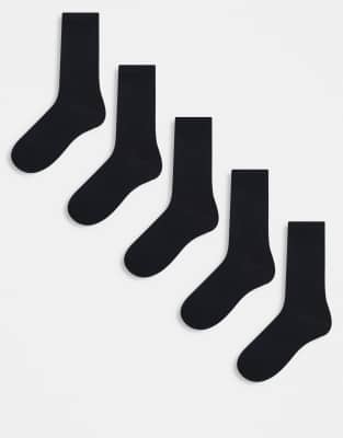 Brave Soul 5 Pack Ankle Socks In Black