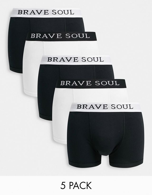 Brave Soul 5 pack boxers in black and white