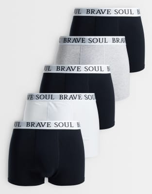 Brave Soul 5 Pack Boxers In Multi
