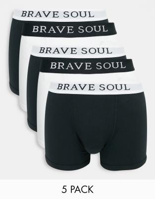 Brave Soul 5 pack boxers with contrast waistband | ASOS