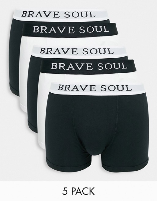 Brave Soul 5 pack boxers with contrast waistband