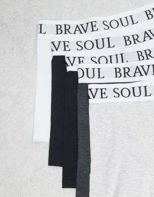 Brave Soul 5 Pack Boxers With Logo Waistband In Multi
