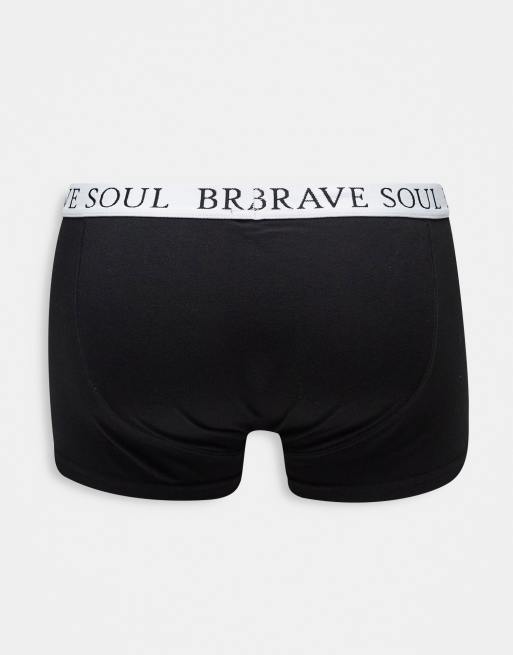 Brave Soul 5 pack boxers with logo waistband in black grey and white, 3 of 4