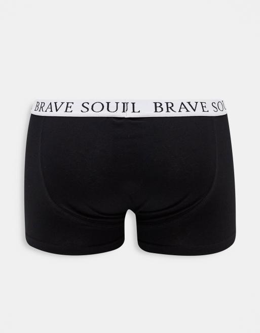 Brave Soul 5 pack boxers with logo waistband in black | ASOS
