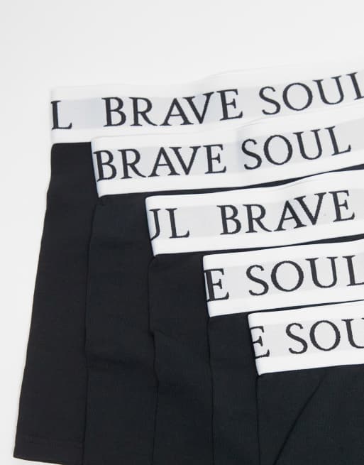 Brave Soul 5 pack boxers with logo waistband in black, 2 of 3