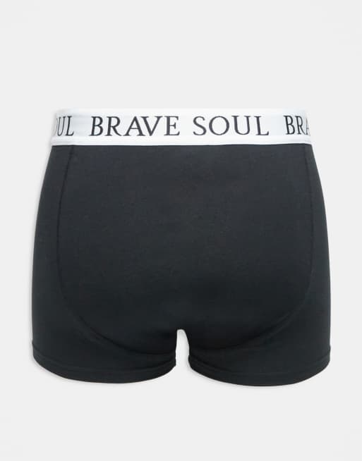 Brave Soul 5 pack boxers with logo waistband in black, 3 of 3