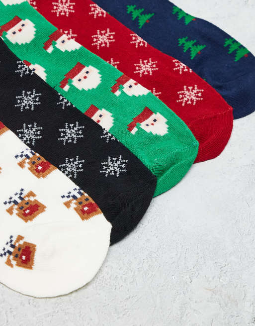 Brave Soul 5 pack christmas socks in multi prints, 3 of 3