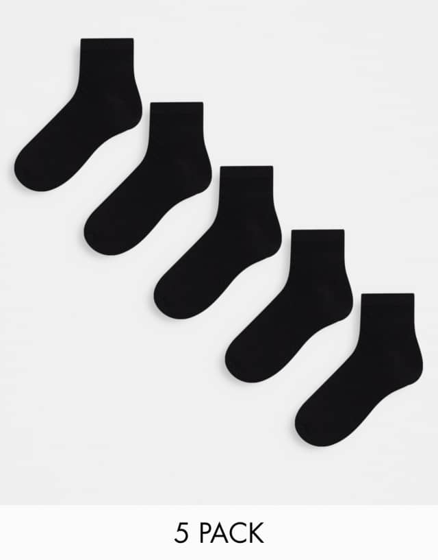 Brave Soul 5 pack sneaker socks in black