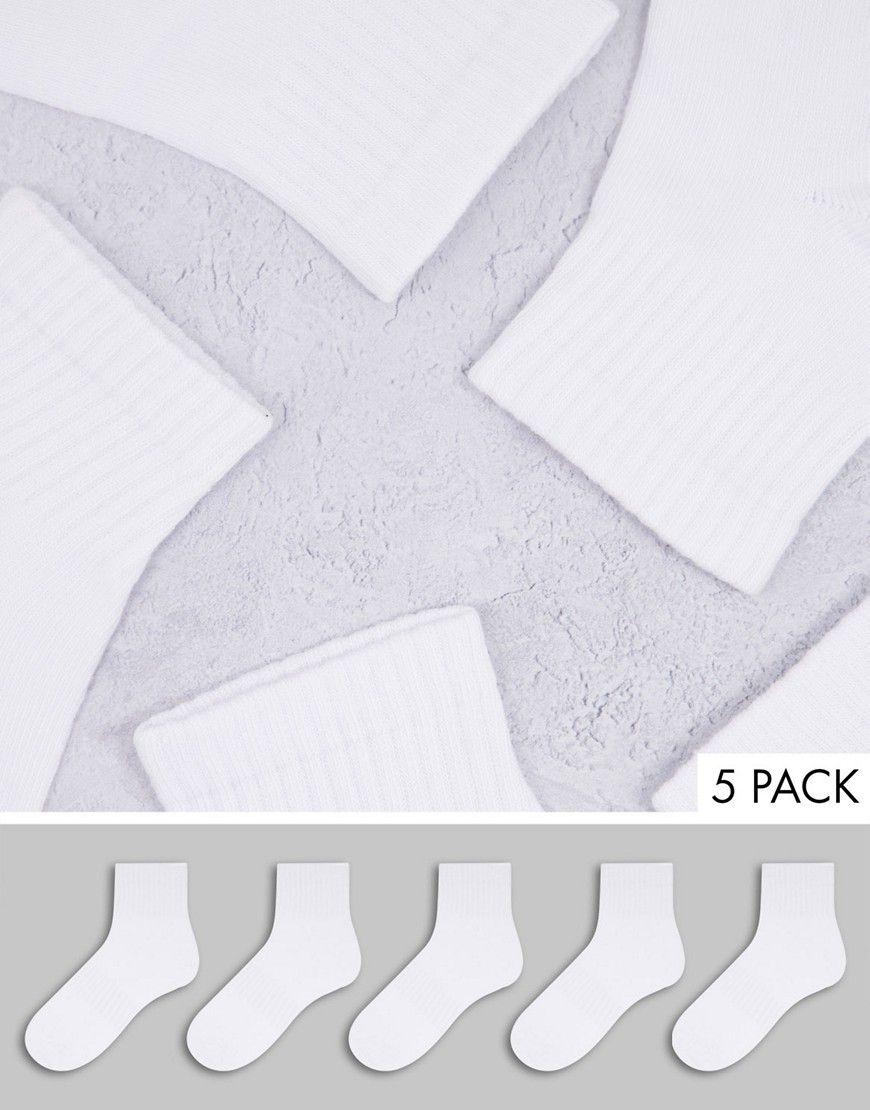 Brave Soul 5 pack sport socks in white