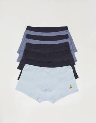 Er-Pack Boxer-Slips in Blau mit Stickereidetail Blau XL