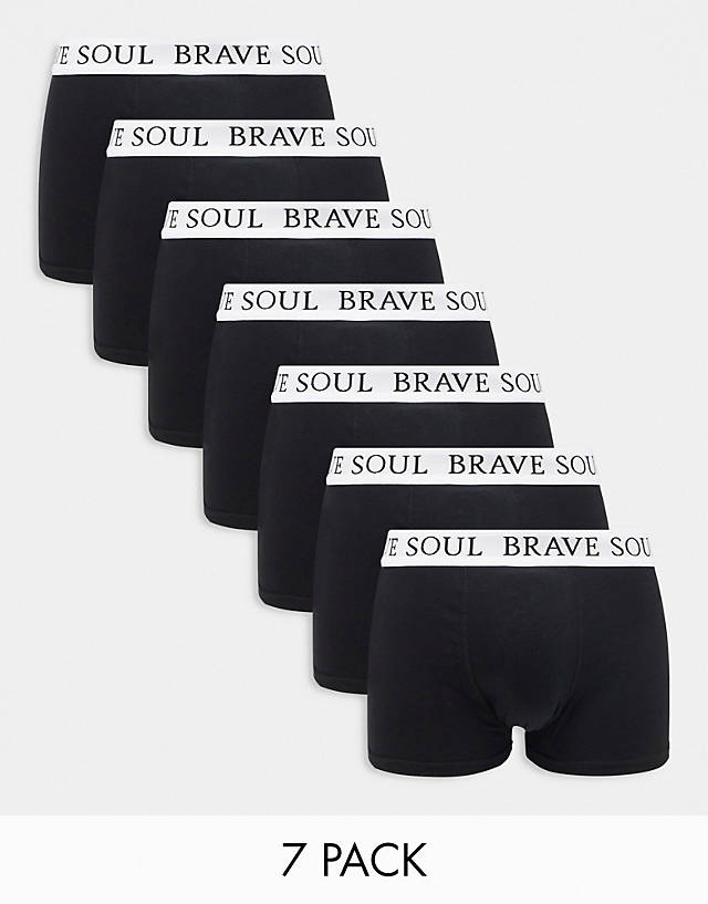 Brave Soul - 7 pack boxers with contrast logo waistband in black and white
