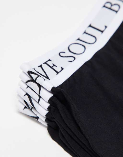Brave Soul 7 pack boxers with contrast logo waistband in black and ...