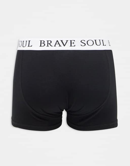 Brave Soul 7 pack boxers with contrast logo waistband in black and ...