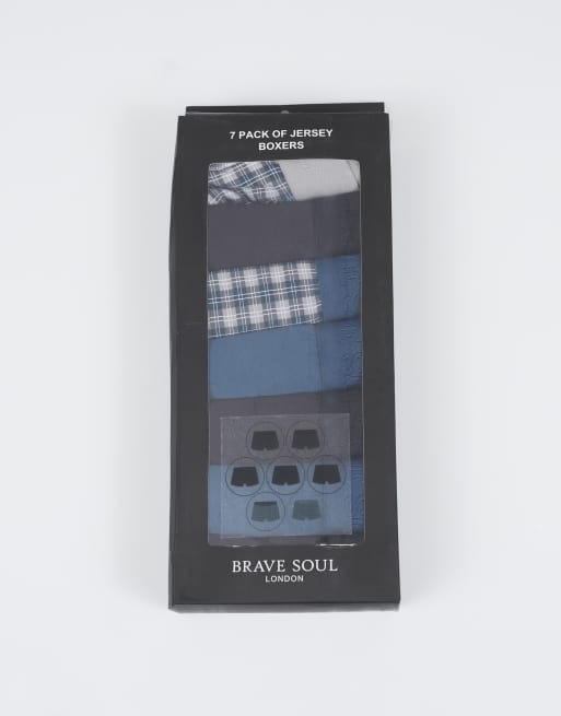 Brave Soul – 7er-Pack Boxer-Slips in Marineblau mit Stickereidetail, 2 von 3