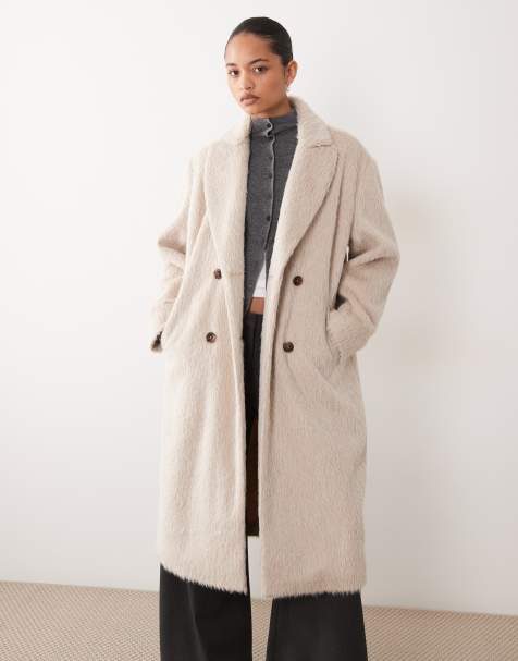 Brave Soul abrigo oversize de doble botonadura en crema - view 1