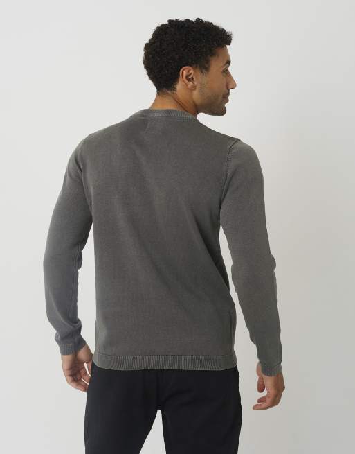Brave Soul Acid wash crew neck jumper in grey, 2 of 4