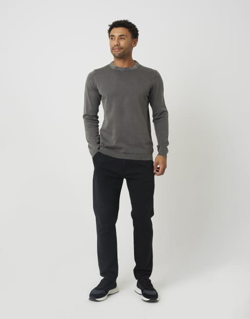 Brave Soul Acid wash crew neck jumper in grey, 3 of 4