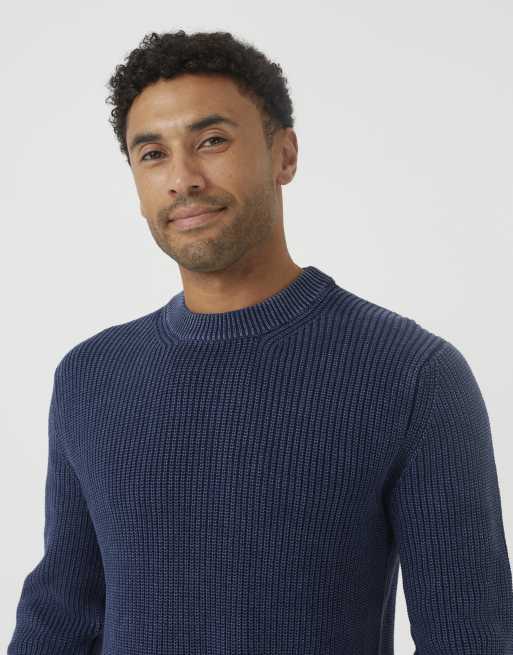 Brave Soul Acid wash crew neck knitted jumper in blue, 4 of 4
