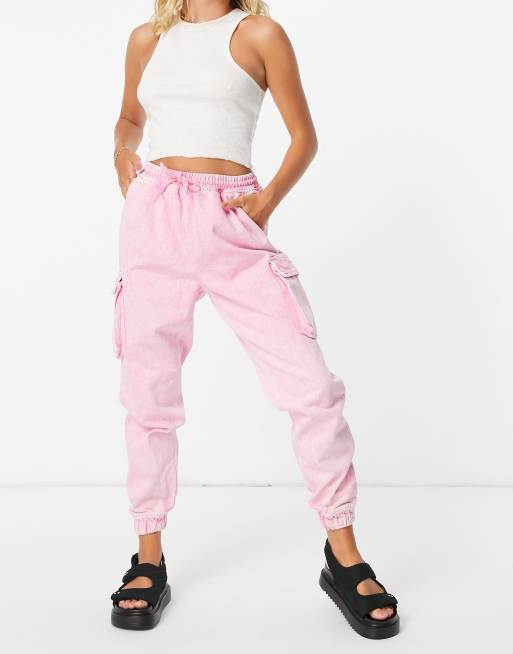 Acid wash discount denim joggers womens