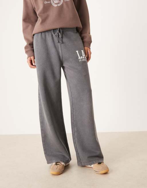 Brave Soul Acid wash wide leg joggers in charcoal, 5 of 5