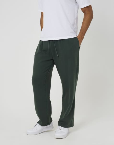 Brave Soul Acid wash wide leg joggers in green - view 1