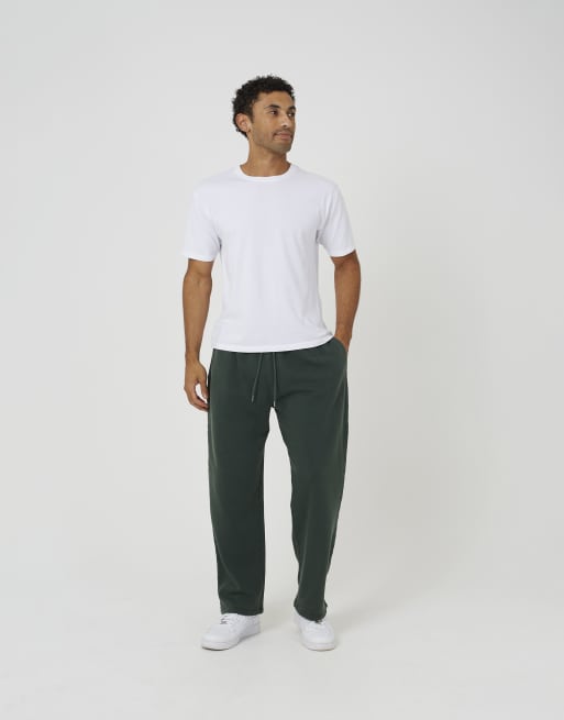 Brave Soul Acid wash wide leg joggers in green, 3 of 4