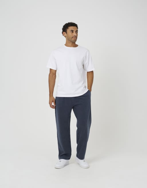 Brave Soul Acid wash wide leg joggers in navy, 3 of 4