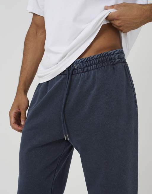 Brave Soul Acid wash wide leg joggers in navy, 4 of 4