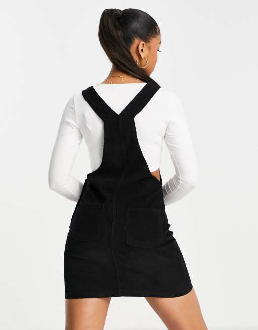 Brave Soul Alexa cord pinafore dress in black, 2 of 4