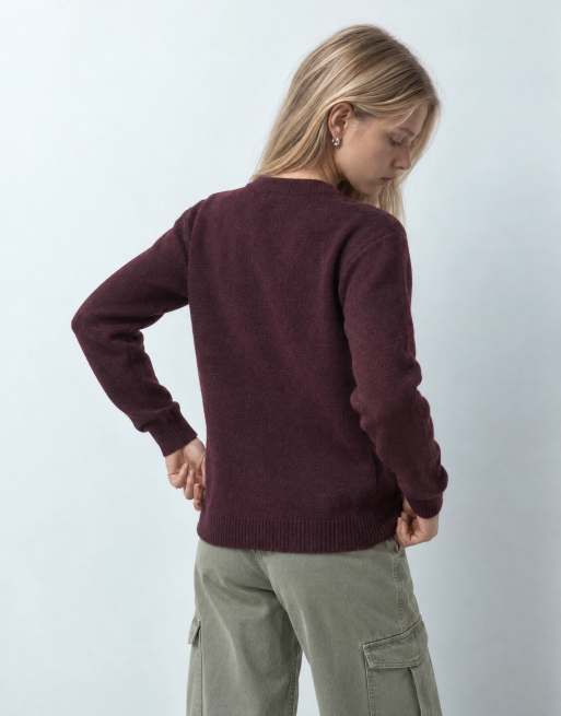 Brave Soul all over argyle print cardigan in plum, 5 of 9