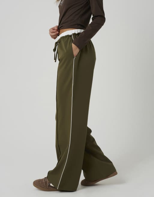 Brave Soul Anzughose mit kontrastierendem Bund in Khaki, 2 von 4