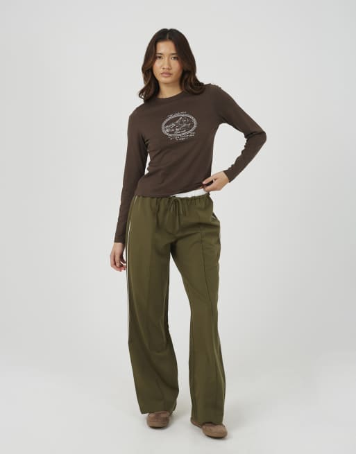 Brave Soul Anzughose mit kontrastierendem Bund in Khaki, 3 von 4