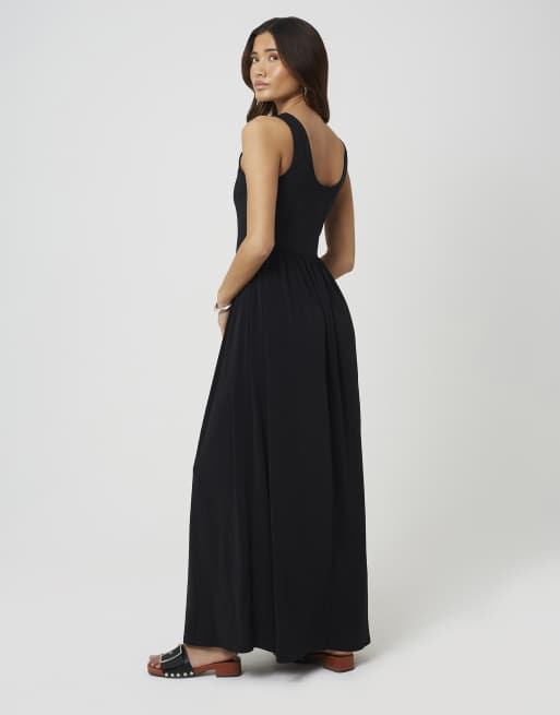 Brave Soul ärmelloses ausgestelltes Midikleid in Schwarz, 2 von 3