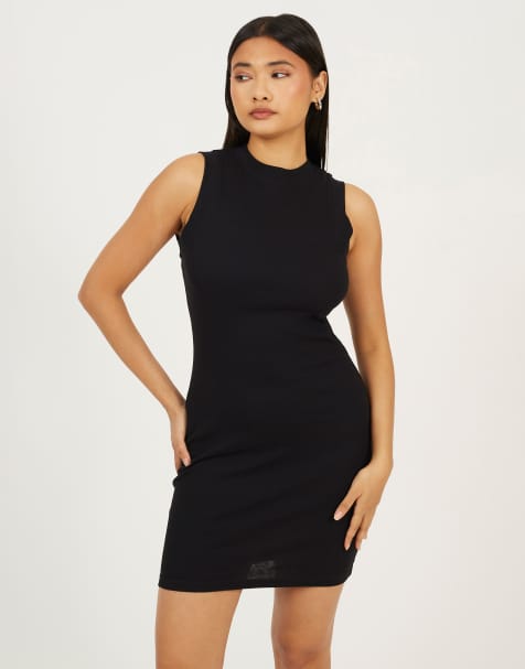 Brave Soul – Ärmelloses Bodycon-Minikleid aus geripptem Jersey in Schwarz - view 1