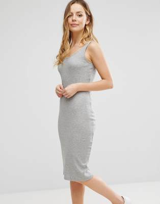 Brave Soul - Ärmelloses, geripptes Midikleid-Grau