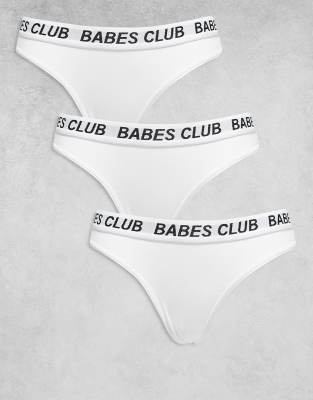Brave Soul - Babes Club - 3er-Pack Tangas in Weiß mit elastischem Bund